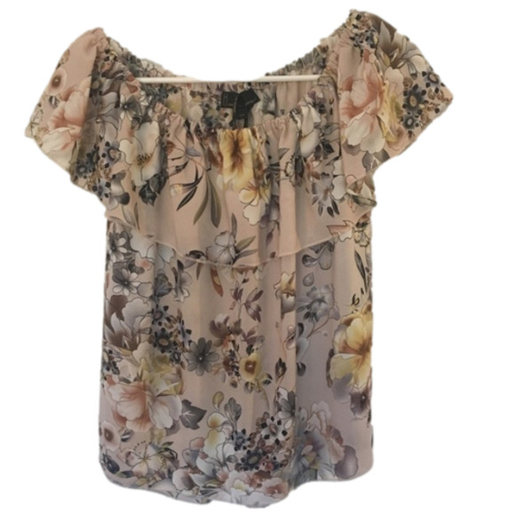 I Jeans by Buffalo Floral Ruffle Top Off Shoulder S - Picture 1 of 4